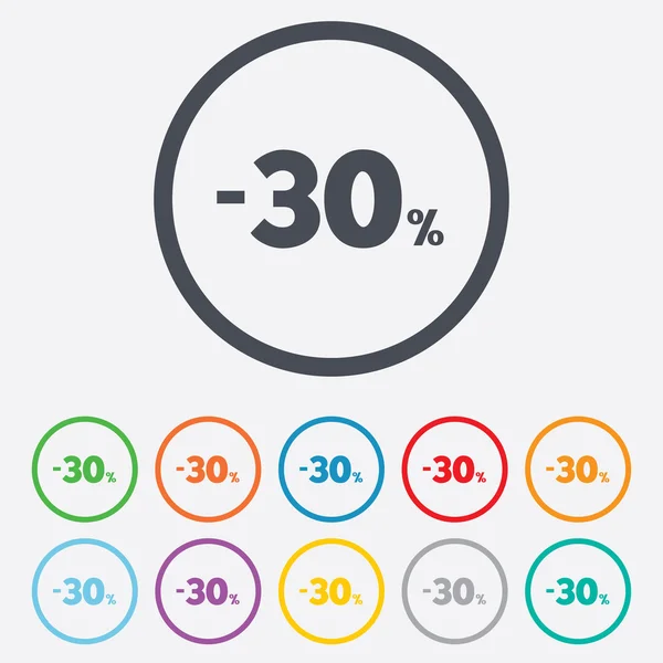 Ícone de sinal de desconto de 30%. Símbolo de venda . — Vetor de Stock
