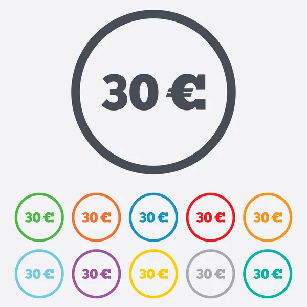 30 Euro sign icon. EUR currency symbol. — Stock Vector