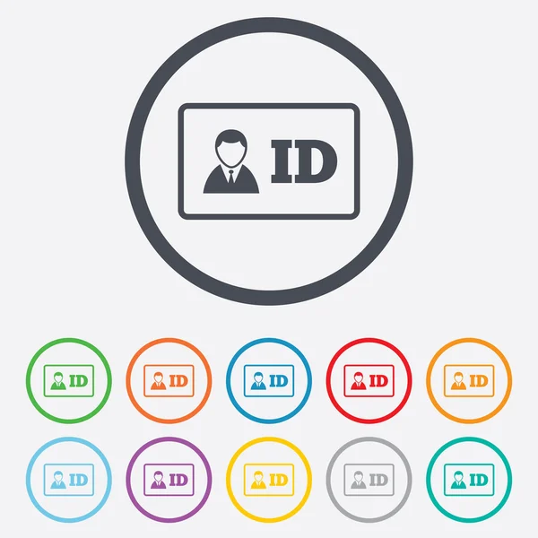 Ícone do sinal do cartão de identificação. Símbolo do crachá do cartão de identidade . — Vetor de Stock