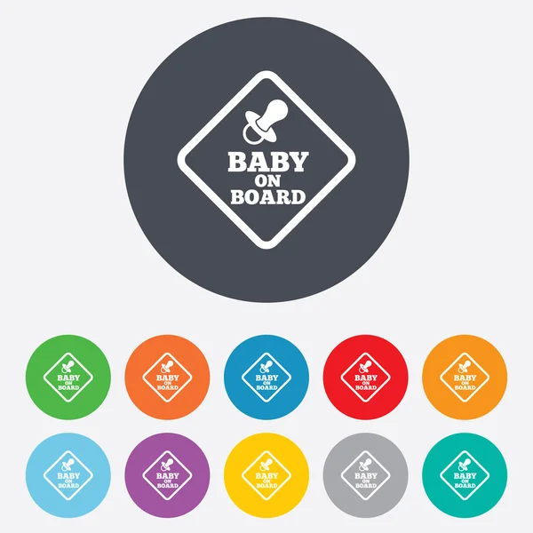 Baby om bord tegn ikon. Forsigtighedssymbol for spædbørn . – Stock-vektor