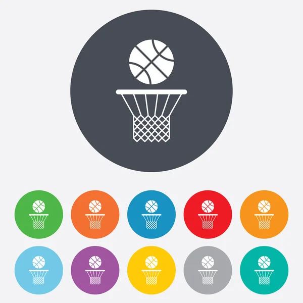 Basketball basket and ball icon (en inglés). Símbolo deportivo . — Vector de stock