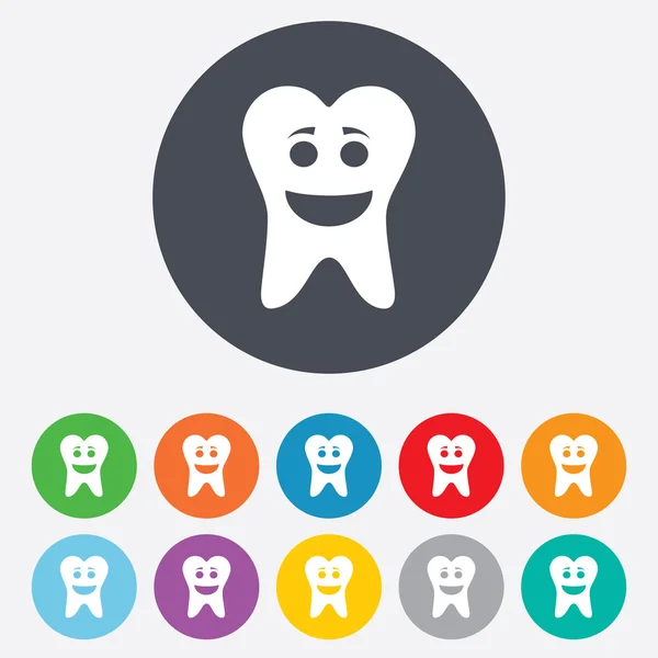 Diş mutlu yüz işareti simgesi. Sağlıklı diş — Stok Vektör