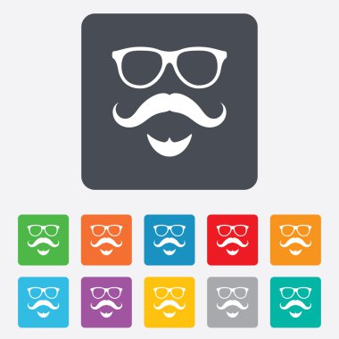 Bıyık ve gözlük işareti simgesi. hipster sembolü.