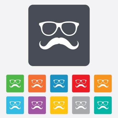 Bıyık ve gözlük işareti simgesi. hipster sembolü.