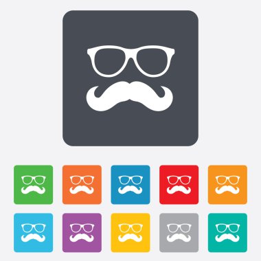 Bıyık ve gözlük işareti simgesi. hipster sembolü.