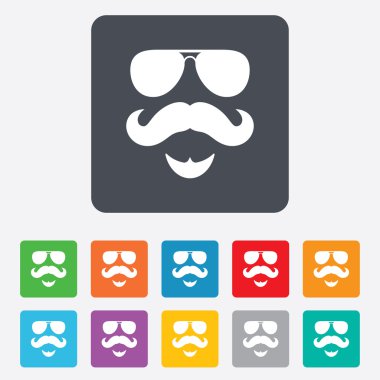 Bıyık ve gözlük işareti simgesi. hipster sembolü.