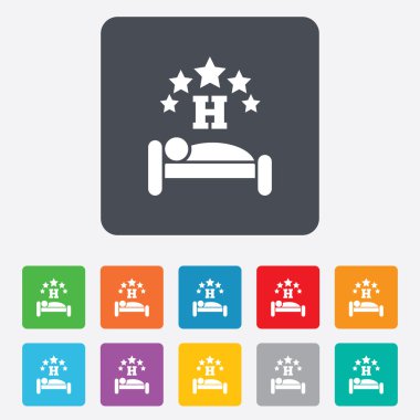 Beş yıldızlı otel işareti simgesi. dinlenme yeri.