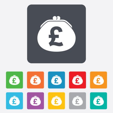 m-cüzdan pound işareti simgesi. para çantası sembolü.