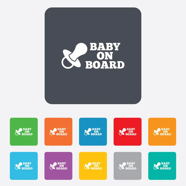 Baby on board sign icon. Infant caution symbol. — Stock Vector