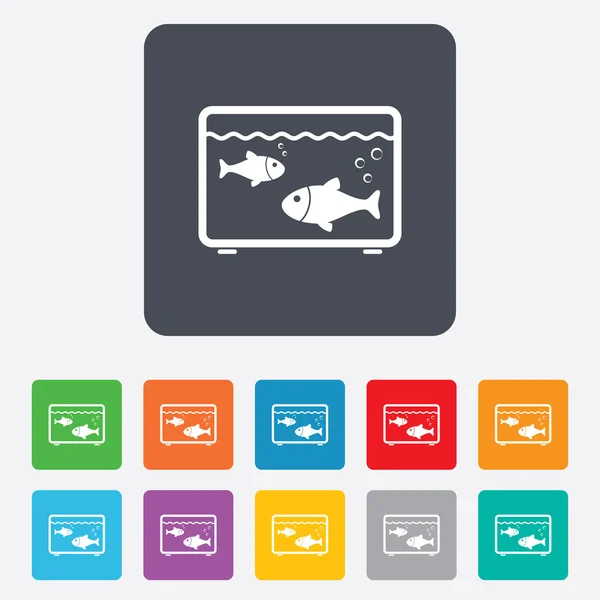 Icono de signo de acuario. Peces en el símbolo del agua . — Vector de stock