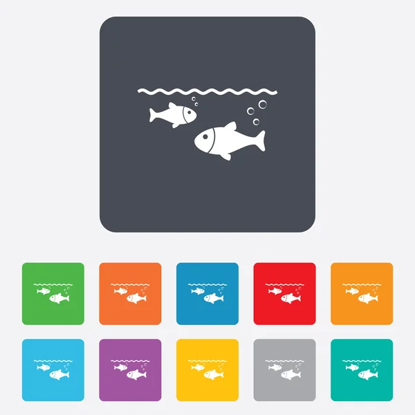 Fish in water sign icon. Fishing symbol. — Stock Vector