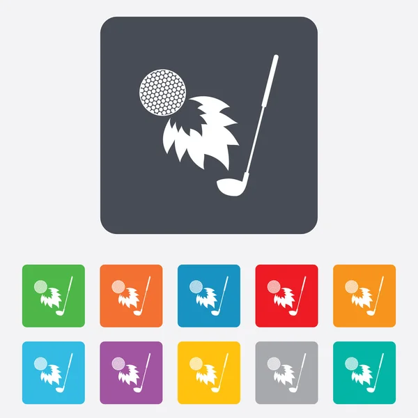 高尔夫俱乐部标志图标的火球。体育符号. — 图库矢量图片