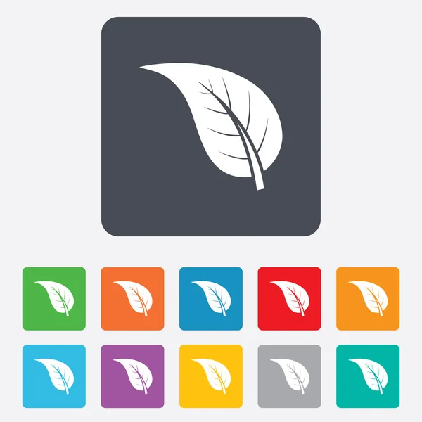 Icono de signo de hoja. Símbolo producto fresco . — Vector de stock