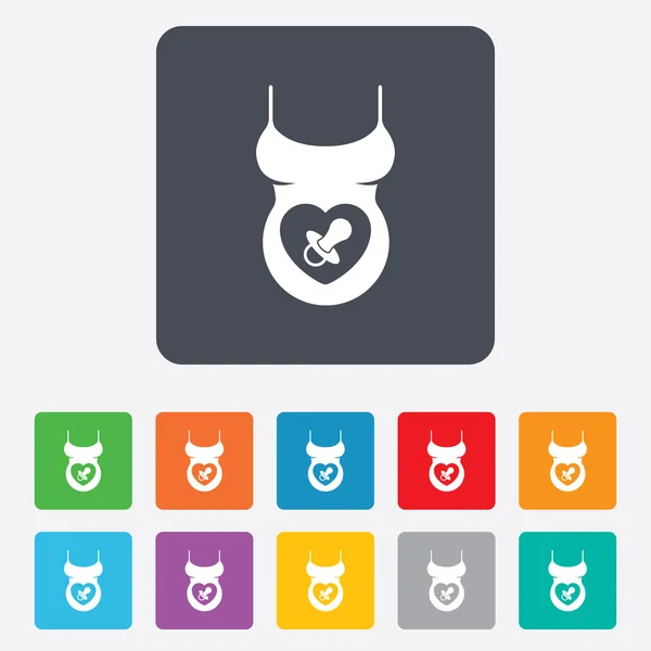 Donna incinta segno camicia icona. Simbolo maternità — Vettoriale Stock