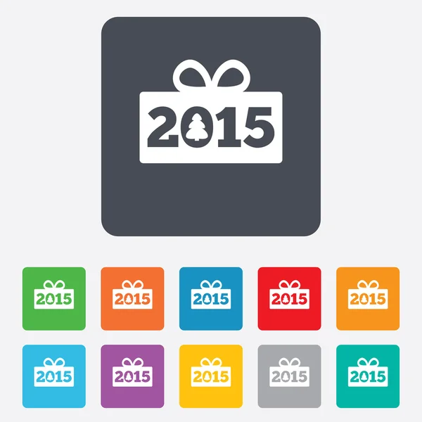 Šťastný nový rok 2015 ikona podepsat. vánoční dárek. — Stockový vektor