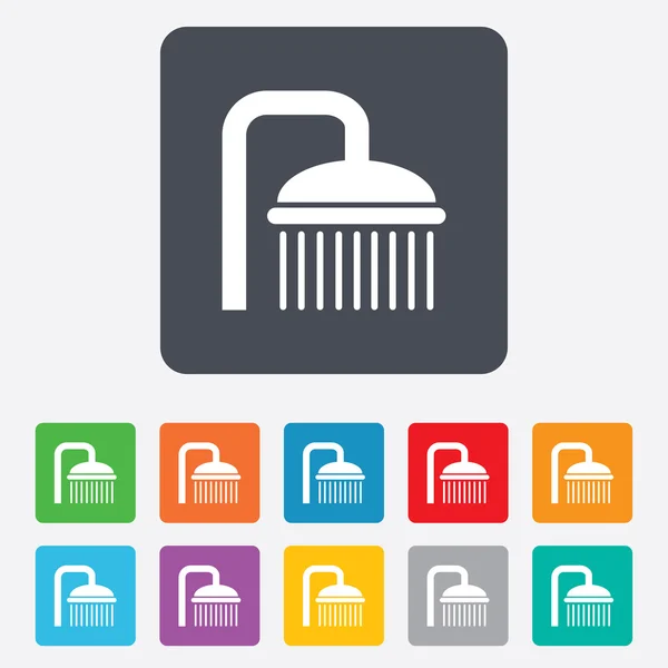 Douche teken pictogram. Douche met water druppels symbool — Stockvector