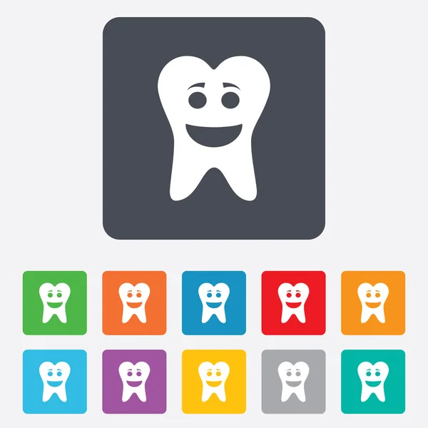 Diş mutlu yüz işareti simgesi. Sağlıklı diş — Stok Vektör