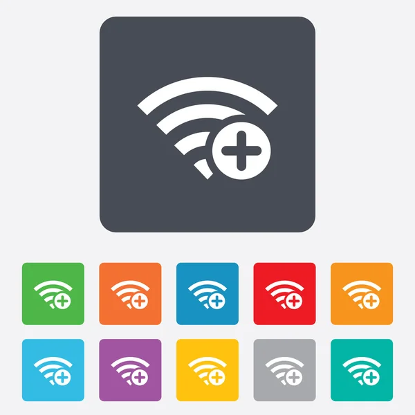 Wifi plus sign. Add Wi-fi symbol. Wireless. — Stock Vector