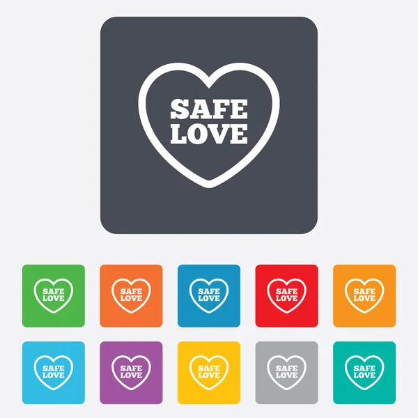 Icono de signo de amor seguro. Símbolo sexual seguro . — Vector de stock