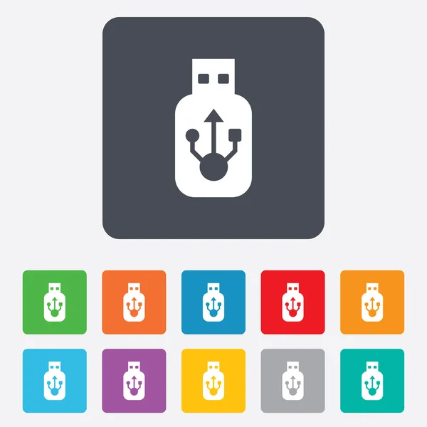 USB-teken pictogram. USB-flashstation stok symbool. — Stockvector