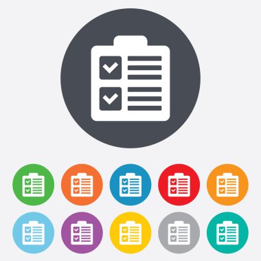 Denetim listesi işareti simgesi. Kontrol listesi sembolü.