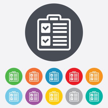 Denetim listesi işareti simgesi. Kontrol listesi sembolü.