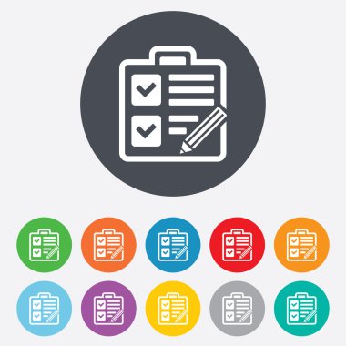 Denetim listesi işareti simgesi. Kontrol listesi sembolü.