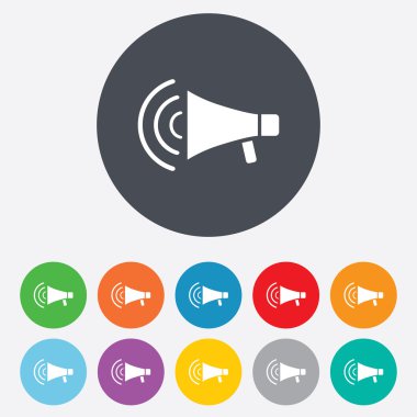 Megafon işareti simgesi. Hoparlör grev sembolü.