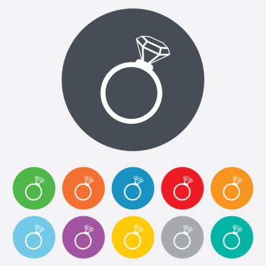 Yüzük işareti simgesi. Elmas simgesi olan takı.