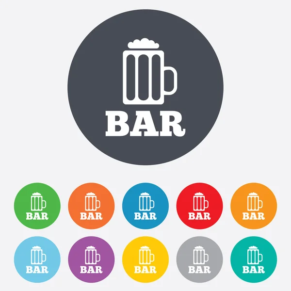 Bar ou Pub signe icône. Verre de symbole de bière . — Image vectorielle