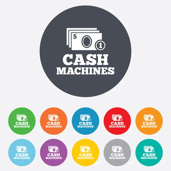 Cash and coin machines sign icon. Paper money. — Stock Vector