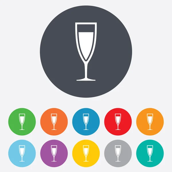 玻璃的香槟标志图标。酒精饮料. — 图库矢量图片
