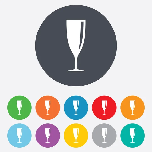 Glas champagne teken pictogram. Alcohol drinken. — Stockvector