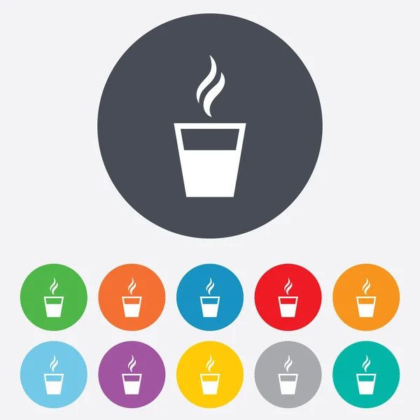 Koffie glas teken pictogram. Warme koffie knop. — Stockvector