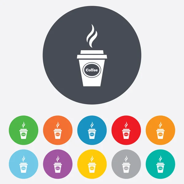 Koffie glas teken pictogram. Warme koffie knop. — Stockvector