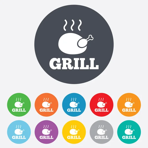 Chicken grill sign icon. Hen bird meat symbol. — Stock Vector