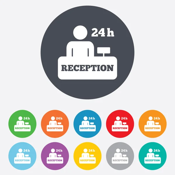 Receptie teken pictogram. Hotel registratie tabel. — Stockvector