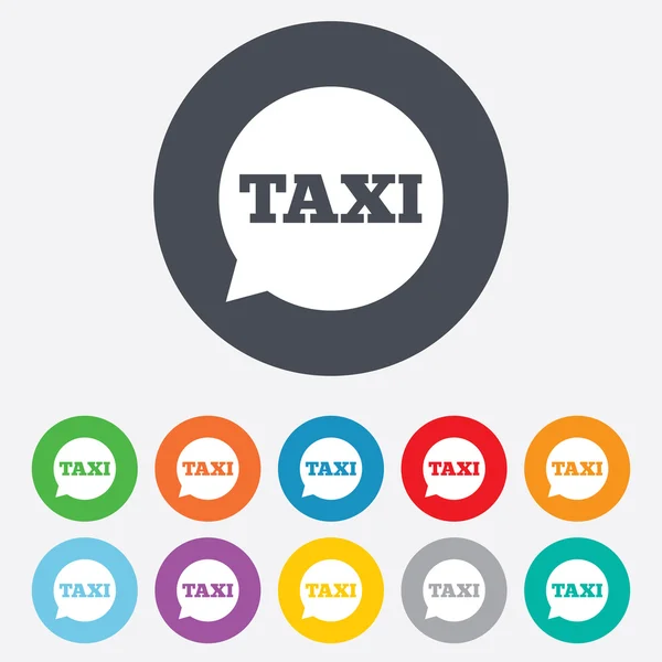 Táxi ícone sinal de bolha discurso. Transportes públicos . —  Vetores de Stock
