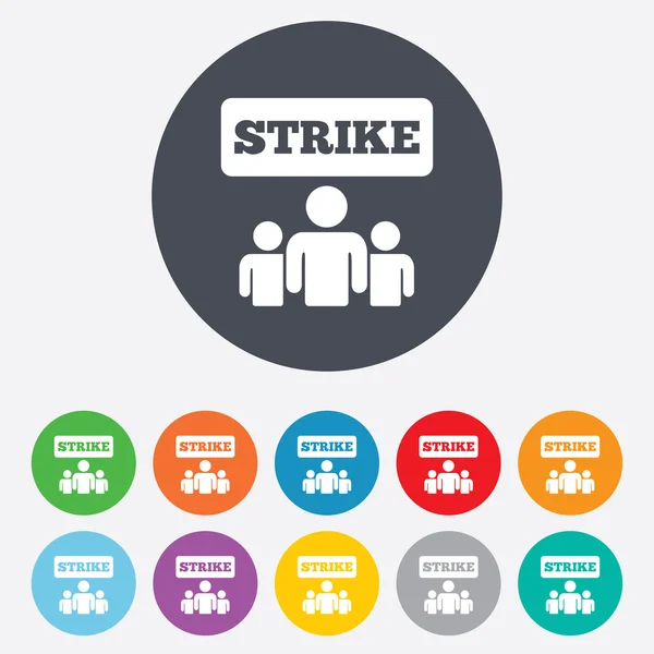 Icona del segno di sciopero. Gruppo di persone simbolo . — Vettoriale Stock