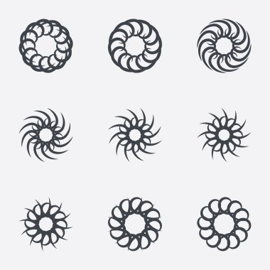 Daire geometrik süsler. Spirographs seti.