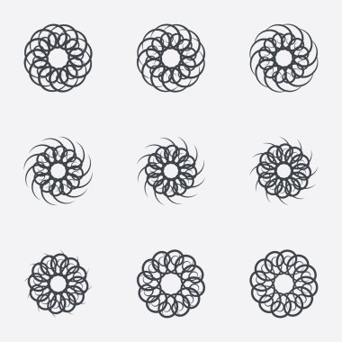 Daire geometrik süsler. Spirographs seti.