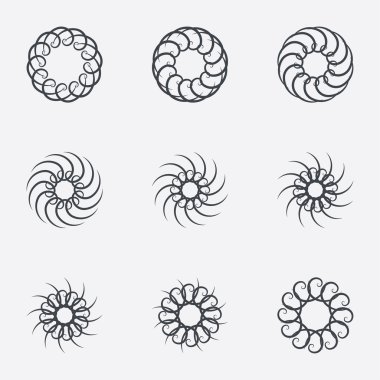 Daire geometrik süsler. Spirographs seti.