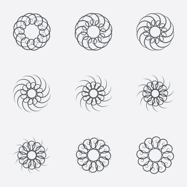 Daire geometrik süsler. Spirographs seti.