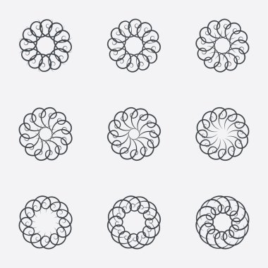 Daire geometrik süsler. Spirographs seti.
