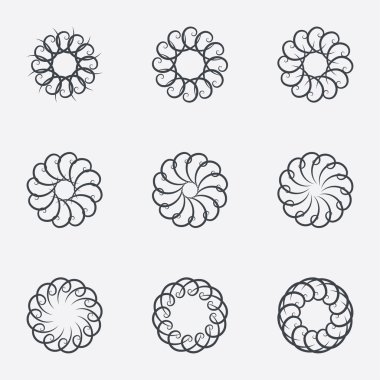 Daire geometrik süsler. Spirographs seti.