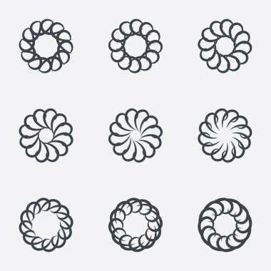 Daire geometrik süsler. Spirographs seti.