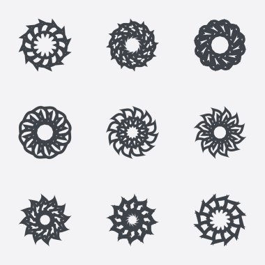 Daire geometrik süsler. Spirographs seti.