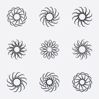 Daire geometrik süsler. Spirographs seti.