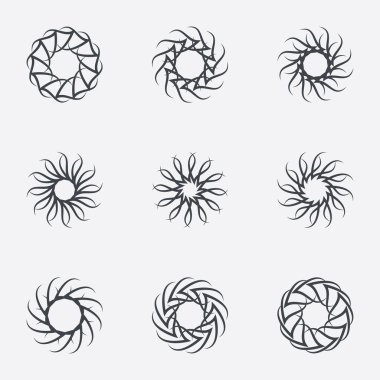 Daire geometrik süsler. Spirographs seti.