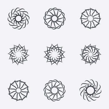 Daire geometrik süsler. Spirographs seti.